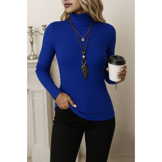 Kadın Uzun Kollu Balıkçı Yaka Viskon Bluz, 28910