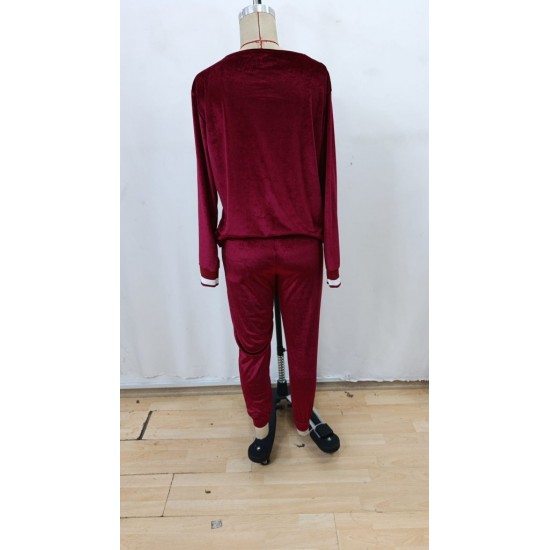 Kadın Uzun Kollu V Yaka Kadife Bluz Ve Pantolon Ikili Takım , 28918 Kadın Uzun Kollu V Yaka Kadife Bluz Ve Pantolon Ikili Takım , 28918