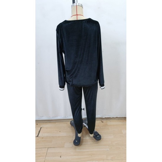 Kadın Uzun Kollu V Yaka Kadife Bluz Ve Pantolon Ikili Takım , 28917 Kadın Uzun Kollu V Yaka Kadife Bluz Ve Pantolon Ikili Takım , 28917