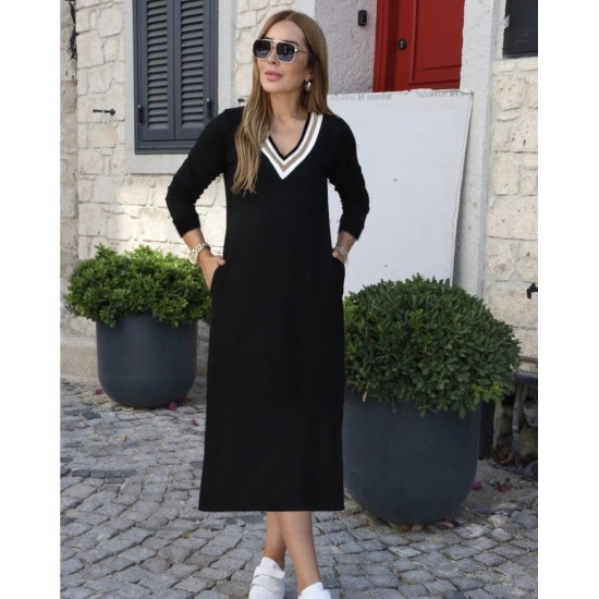 Kadın Uzun Kollu V şerit Yakalı Viskon Iki Iplik Elbise , 28930 Kadın Uzun Kollu V şerit Yakalı Viskon Iki Iplik Elbise , 28930