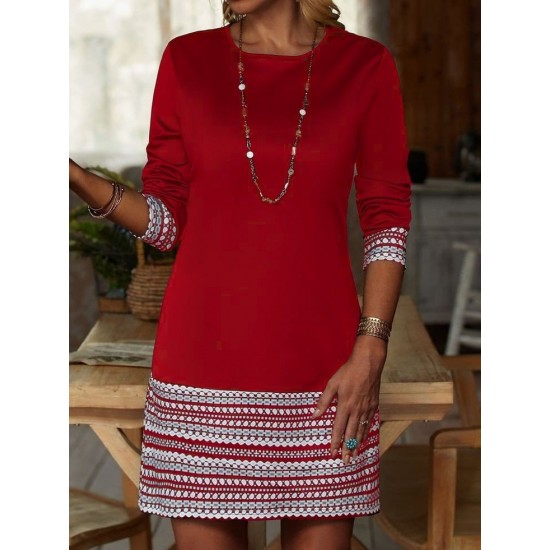 Kadın Uzun Kollu Bisiklet Yaka Kol Ağzı Ve Etek Ucu Baskılı Iki Iplik Elbise, 28926 Kadın Uzun Kollu Bisiklet Yaka Kol Ağzı Ve Etek Ucu Baskılı Iki Iplik Elbise, 28926