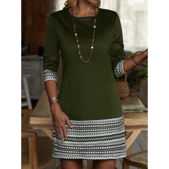 Kadın Uzun Kollu Bisiklet Yaka Kol Ağzı Ve Etek Ucu Baskılı Iki Iplik Elbise, 28925 Kadın Uzun Kollu Bisiklet Yaka Kol Ağzı Ve Etek Ucu Baskılı Iki Iplik Elbise, 28925