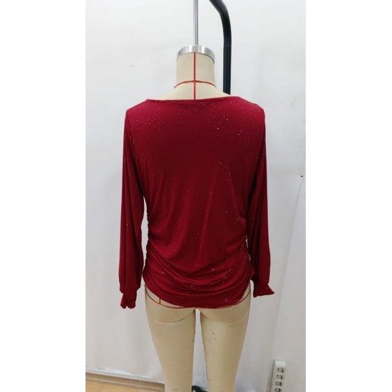 Kadın Uzun Kollu Degaje Yaka Taşlı Sandy Bluz , 28922 Kadın Uzun Kollu Degaje Yaka Taşlı Sandy Bluz , 28922