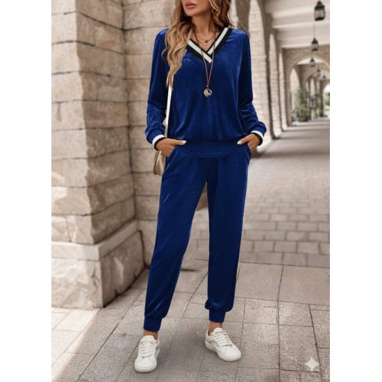 Kadın Uzun Kollu V Yaka Kadife Bluz Ve Pantolon Ikili Takım , 28919 Kadın Uzun Kollu V Yaka Kadife Bluz Ve Pantolon Ikili Takım , 28919