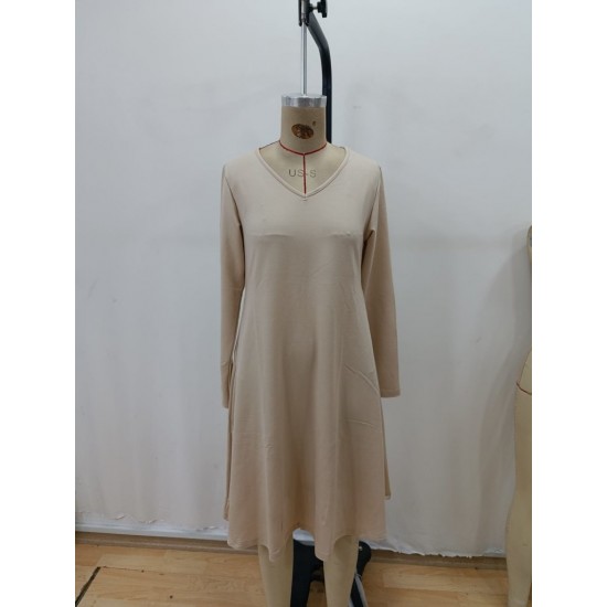 Kadın Uzun Kollu V Yakalı Salaş Midi Akrilik Elbise, 28936 Kadın Uzun Kollu V Yakalı Salaş Midi Akrilik Elbise, 28936