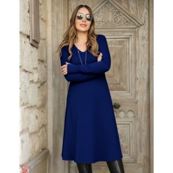 Kadın Uzun Kollu V Yakalı Salaş Midi Akrilik Elbise, 28935 Kadın Uzun Kollu V Yakalı Salaş Midi Akrilik Elbise, 28935