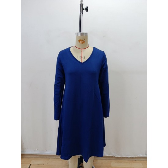 Kadın Uzun Kollu V Yakalı Salaş Midi Akrilik Elbise, 28935 Kadın Uzun Kollu V Yakalı Salaş Midi Akrilik Elbise, 28935