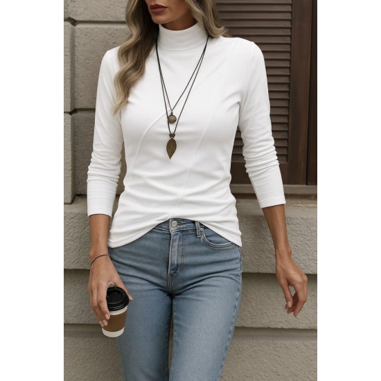 Kadın Uzun Kollu Balıkçı Yaka önden şerit Detay Dalgıç Bluz , 28959