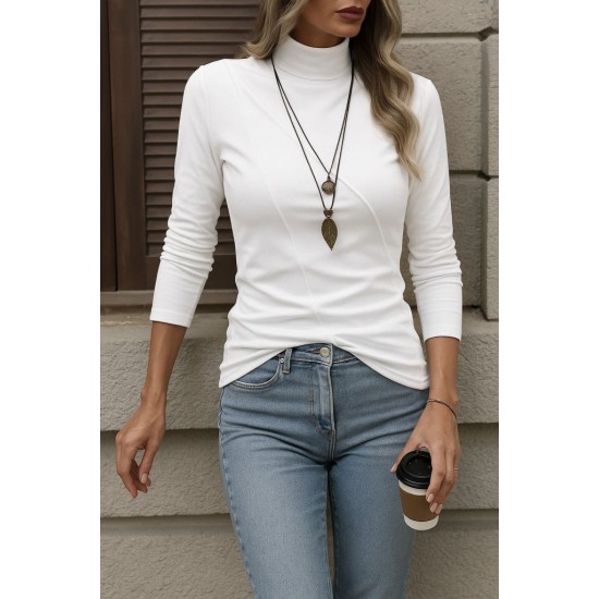 Kadın Uzun Kollu Balıkçı Yaka önden şerit Detay Dalgıç Bluz , 28959