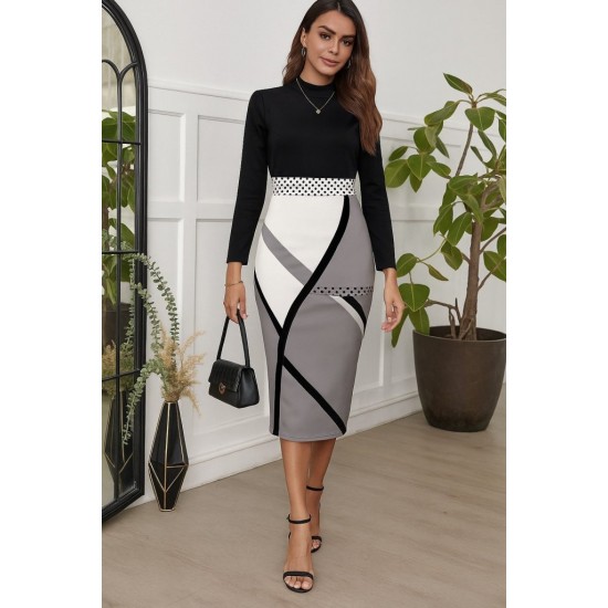 Kadın Uzun Kollu Balıkçı Yaka Dalgıç Midi Boy Elbise, 28957 Kadın Uzun Kollu Balıkçı Yaka Dalgıç Midi Boy Elbise, 28957