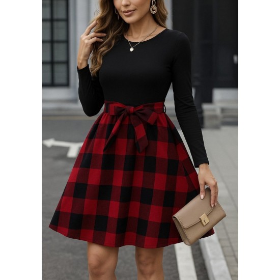 Kadın Uzun Kollu Bisiklet Yaka üst Viskon Alt Ekose Kısa Elbise , 28954 Kadın Uzun Kollu Bisiklet Yaka üst Viskon Alt Ekose Kısa Elbise , 28954