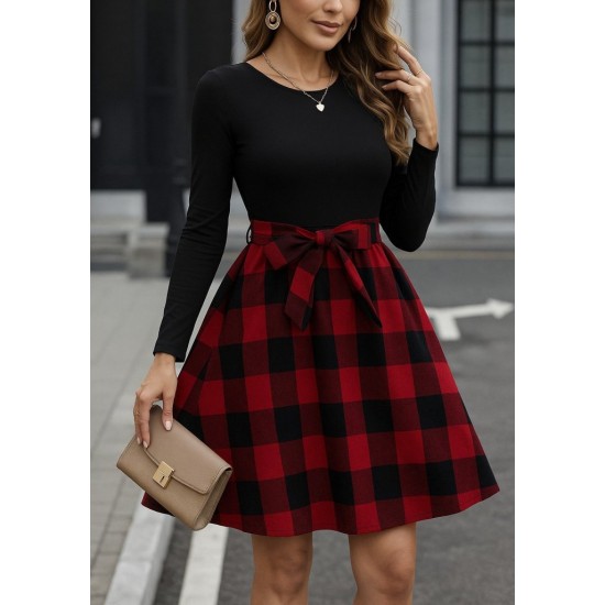 Kadın Uzun Kollu Bisiklet Yaka üst Viskon Alt Ekose Kısa Elbise , 28954 Kadın Uzun Kollu Bisiklet Yaka üst Viskon Alt Ekose Kısa Elbise , 28954