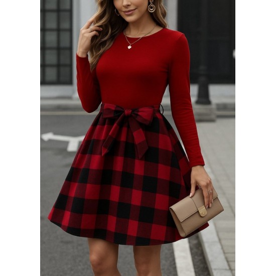 Kadın Uzun Kollu Bisiklet Yaka üst Viskon Alt Ekose Kısa Elbise , 28953 Kadın Uzun Kollu Bisiklet Yaka üst Viskon Alt Ekose Kısa Elbise , 28953