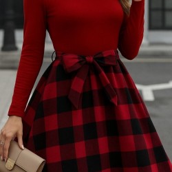 Kadın Uzun Kollu Bisiklet Yaka üst Viskon Alt Ekose Kısa Elbise , 28953 Kadın Uzun Kollu Bisiklet Yaka üst Viskon Alt Ekose Kısa Elbise , 28953