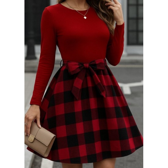 Kadın Uzun Kollu Bisiklet Yaka üst Viskon Alt Ekose Kısa Elbise , 28953 Kadın Uzun Kollu Bisiklet Yaka üst Viskon Alt Ekose Kısa Elbise , 28953