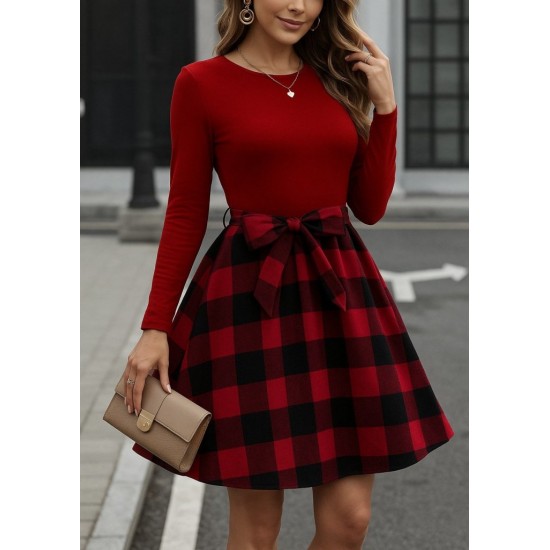 Kadın Uzun Kollu Bisiklet Yaka üst Viskon Alt Ekose Kısa Elbise , 28953 Kadın Uzun Kollu Bisiklet Yaka üst Viskon Alt Ekose Kısa Elbise , 28953
