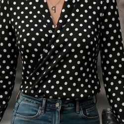 Kadın Uzun Kollu Kruvaze Yaka Krep Bluz, 28952 Kadın Uzun Kollu Kruvaze Yaka Krep Bluz, 28952