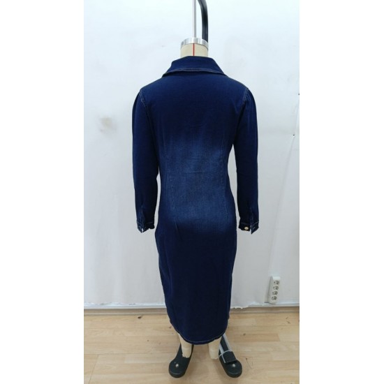 Kadın Uzun Kollu Yakalı önden Düğmeli Midi Kot Elbise , 28949 Kadın Uzun Kollu Yakalı önden Düğmeli Midi Kot Elbise , 28949