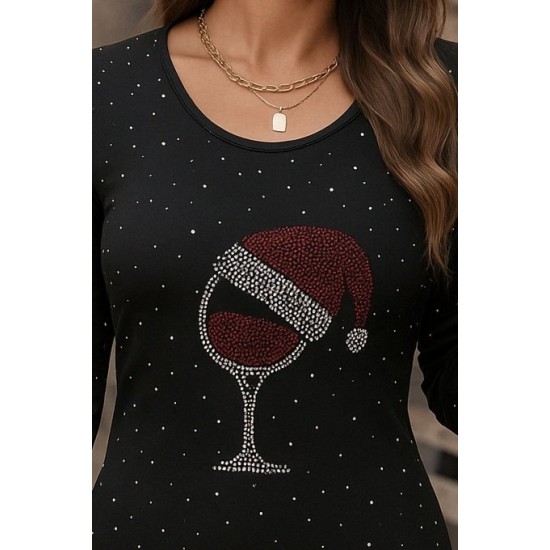 Kadın Uzun Kollu Taş Kadeh Baskı Dalgıç Mini Boy Elbise, 28940 Kadın Uzun Kollu Taş Kadeh Baskı Dalgıç Mini Boy Elbise, 28940