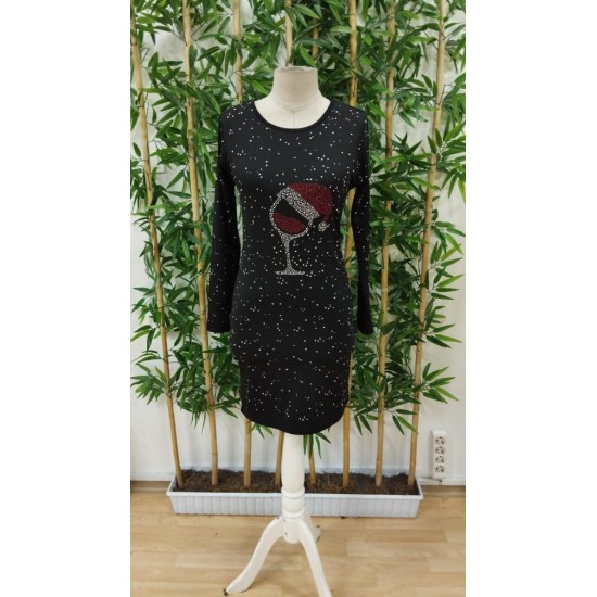 Kadın Uzun Kollu Taş Kadeh Baskı Dalgıç Mini Boy Elbise, 28940 Kadın Uzun Kollu Taş Kadeh Baskı Dalgıç Mini Boy Elbise, 28940