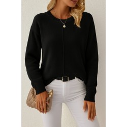 Kadın Uzun Kollu Bisiklet Yaka Düşük Omuz Detaylı Triko Bluz, 28963