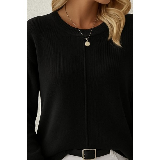 Kadın Uzun Kollu Bisiklet Yaka Düşük Omuz Detaylı Triko Bluz, 28963 Kadın Uzun Kollu Bisiklet Yaka Düşük Omuz Detaylı Triko Bluz, 28963