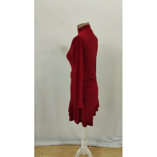 Kadın Uzun Kollu Balıkçı Yaka Mini Fırfırlı Sandy Elbise , 28483 Kadın Uzun Kollu Balıkçı Yaka Mini Fırfırlı Sandy Elbise , 28483