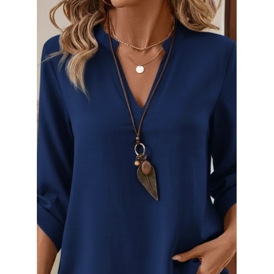 Kadın Uzun Kollu V Yakalı Ithal Krep Lacivert Bluz , 28988 Kadın Uzun Kollu V Yakalı Ithal Krep Lacivert Bluz , 28988