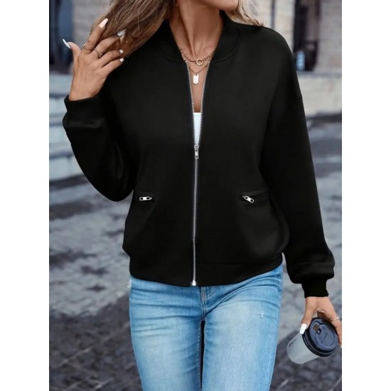 Kadın Uzun Kollu önden Fermuarlı Cepli Modal Ceket , 28983 Kadın Uzun Kollu önden Fermuarlı Cepli Modal Ceket , 28983