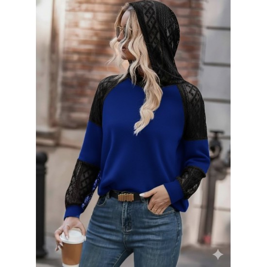 Kadın Uzun Kollu Dantelli Kapşonlu Viskon Iki Iplik Bluz, 28982 Kadın Uzun Kollu Dantelli Kapşonlu Viskon Iki Iplik Bluz, 28982