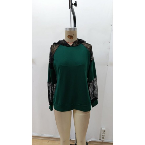 Kadın Uzun Kollu Dantelli Kapşonlu Viskon Iki Iplik Bluz, 28981 Kadın Uzun Kollu Dantelli Kapşonlu Viskon Iki Iplik Bluz, 28981