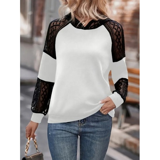 Kadın Uzun Kollu Dantelli Kapşonlu Viskon Iki Iplik Bluz, 28979 Kadın Uzun Kollu Dantelli Kapşonlu Viskon Iki Iplik Bluz, 28979