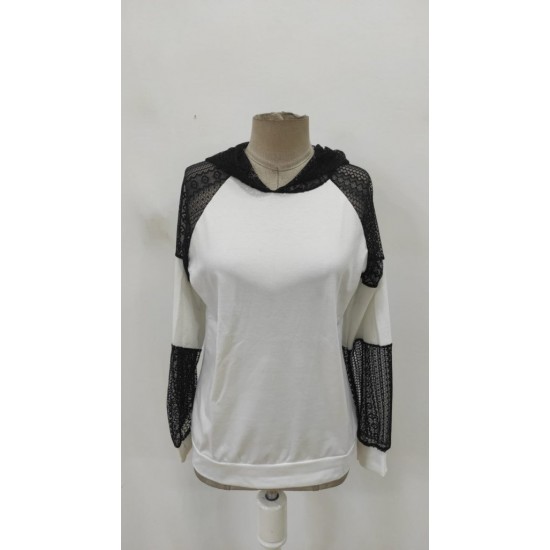 Kadın Uzun Kollu Dantelli Kapşonlu Viskon Iki Iplik Bluz, 28979 Kadın Uzun Kollu Dantelli Kapşonlu Viskon Iki Iplik Bluz, 28979