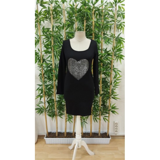 Kadın Uzun Kollu Yuvarlak Yaka Taşlı Kalp Desenli Viskon Iki Iplik Elbise , 28975 Kadın Uzun Kollu Yuvarlak Yaka Taşlı Kalp Desenli Viskon Iki Iplik Elbise , 28975