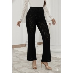 Kadın Yüksek Bel Bağcıklı Desenli Triko Pantolon, 29001 Kadın Yüksek Bel Bağcıklı Desenli Triko Pantolon, 29001