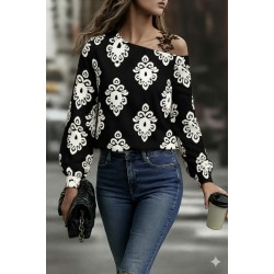 Kadın Askılı Uzun Kollu Omuzlardan Açık Desenli Mosskrep Bluz , 29000 Kadın Askılı Uzun Kollu Omuzlardan Açık Desenli Mosskrep Bluz , 29000