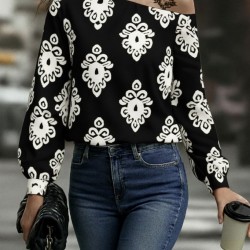 Kadın Askılı Uzun Kollu Omuzlardan Açık Desenli Mosskrep Bluz , 29000 Kadın Askılı Uzun Kollu Omuzlardan Açık Desenli Mosskrep Bluz , 29000