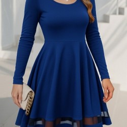 Etek Tül Detay Krep Elbise , 28993