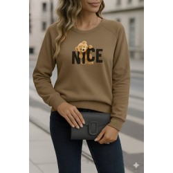 Kadın Uzun Kollu Bisiklet Yaka Viskon Iki Iplik Bluz , 29021