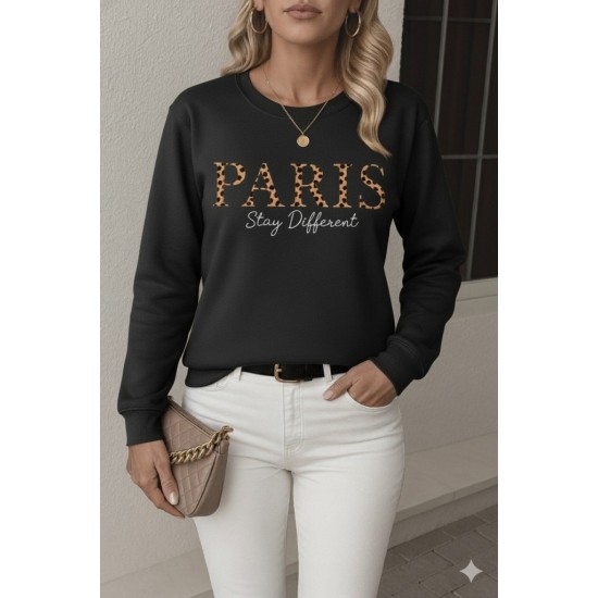 Kadın Uzun Kollu Bisiklet Yaka Desenli Viskon Iki Iplik Bluz , 29019