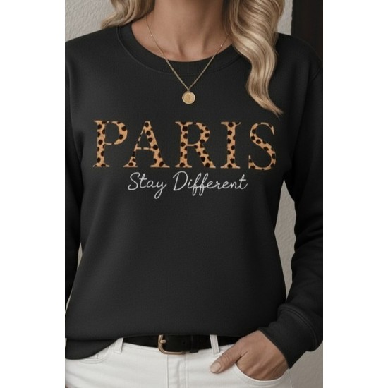 Kadın Uzun Kollu Bisiklet Yaka Desenli Viskon Iki Iplik Bluz , 29019