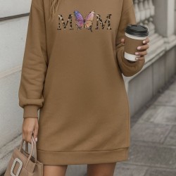 Kadın Uzun Kollu Bisiklet Yaka Viskon Iki Iplik Elbise , 29017