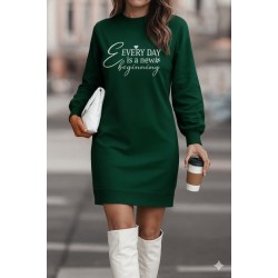 Kadın Uzun Kollu Bisiklet Yaka Kısa Viskon Iki Iplik Elbise , 29013