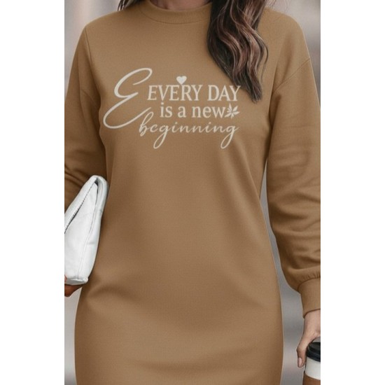 Kadın Uzun Kollu Bisiklet Yaka Kısa Viskon Iki Iplik Elbise , 29012