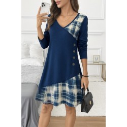 Kadın Uzun Kollu V Yakalı Yün Viskon Ve Desenli Süprem Elbise , 29010