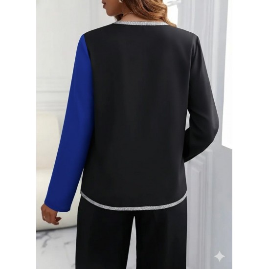 Kadın Uzun Kollu V Yakalı Pul Payet Işlemeli Ithal Krep Bluz , 29008 Kadın Uzun Kollu V Yakalı Pul Payet Işlemeli Ithal Krep Bluz , 29008