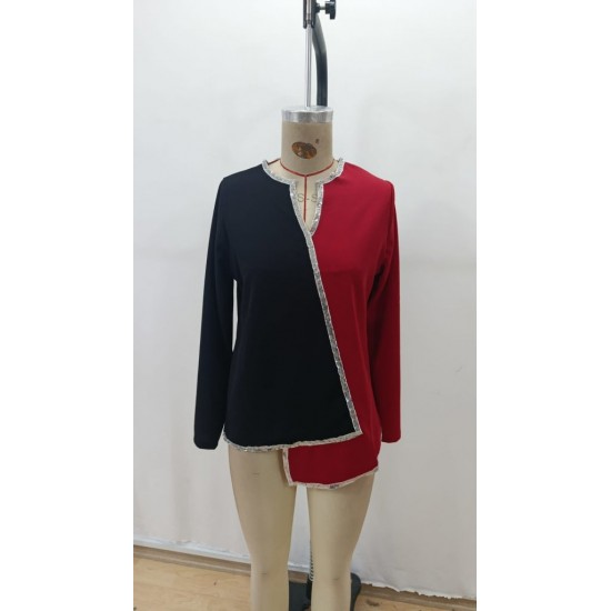 Kadın Uzun Kollu V Yakalı Pul Payet Işlemeli Ithal Krep Bluz , 29007 Kadın Uzun Kollu V Yakalı Pul Payet Işlemeli Ithal Krep Bluz , 29007