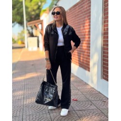 Kadın Uzun Kollu önden Fermuarlı Pul Payetli Alt üst Viskon Iki Iplik Takım, 29029