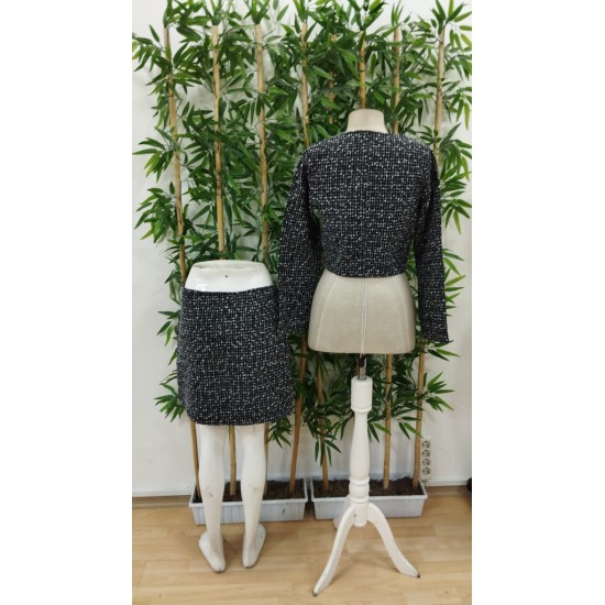 Kadın Uzun Kollu önü Düğmeli şanel Ceket Ve Etek Takım, 29028 Kadın Uzun Kollu önü Düğmeli şanel Ceket Ve Etek Takım, 29028