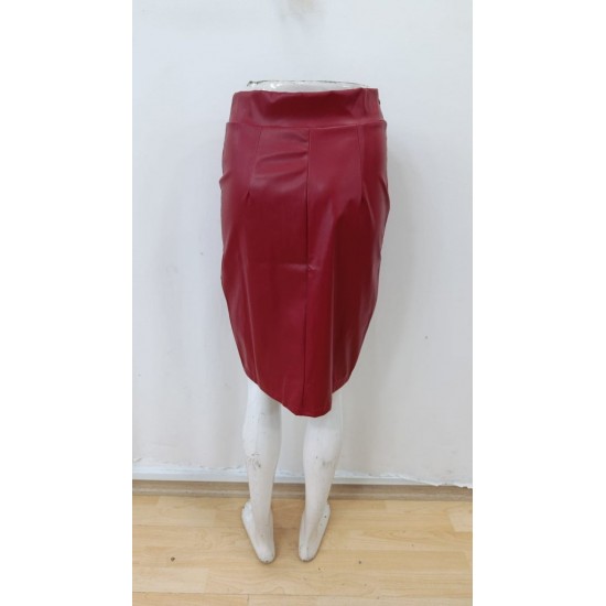 Kadın Yüksek Bel Yırtmaçlı Mini Deri Etek , 29033 Kadın Yüksek Bel Yırtmaçlı Mini Deri Etek , 29033